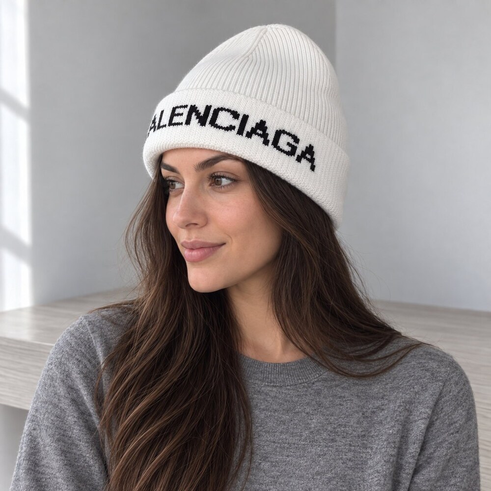 Balenciaga White Cuff Knit Beanie - Picture 3 of 6